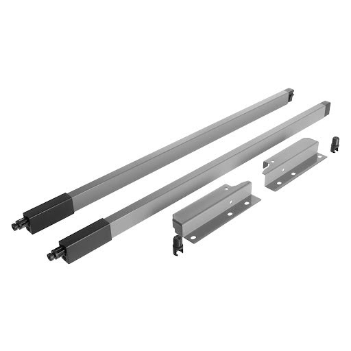 Riex NX40 Set of 2 square longitudinal railings with back brackets, 140/550 mm, grey
