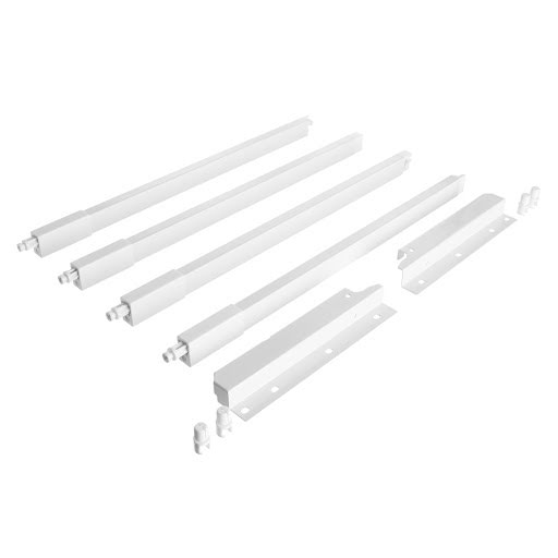 Riex NX40 Jeu de 4 tringles carrées longitudinales avec sup. de fixation arrière, 204/450 mm, blanc