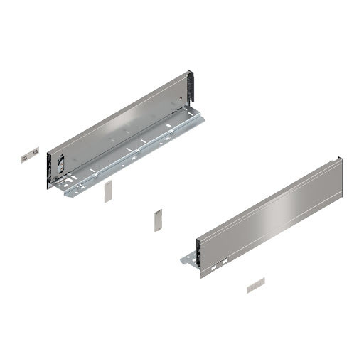 Blum LEGRABOX Pure drawer side, 400 mm, height M, color stainless steel „INOX", pair