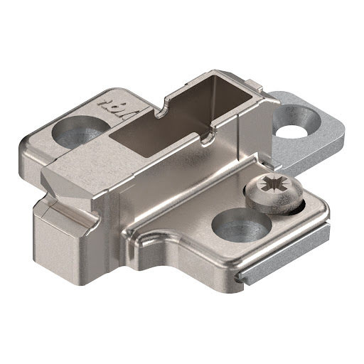 Blum CLIP mounting plate, cruciform, 6 mm, zinc, system screws, two-part
