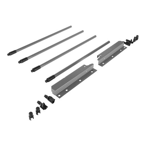Riex NX40 Set of 4 round longitudinal railings with back brackets, 204/400 mm, grey