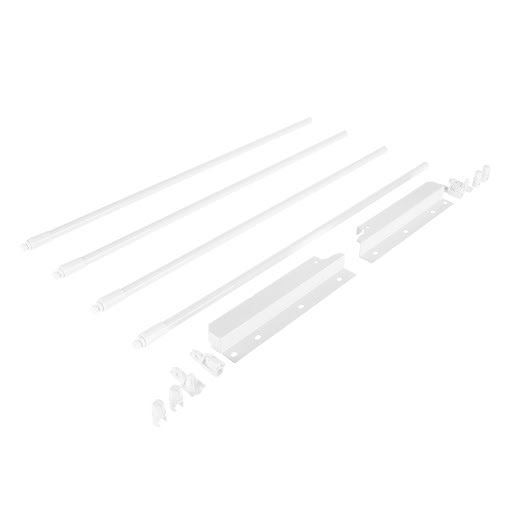 Riex NX40 Set of 4 round longitudinal railings with back brackets, 204/550 mm, white