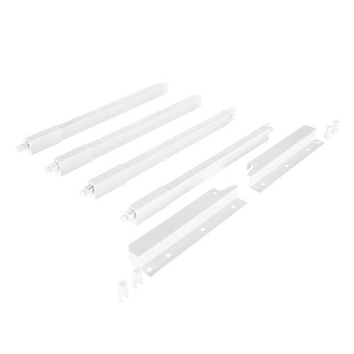 Riex NX40 Set of 4 square longitudinal railings with back brackets, 204/350 mm, white