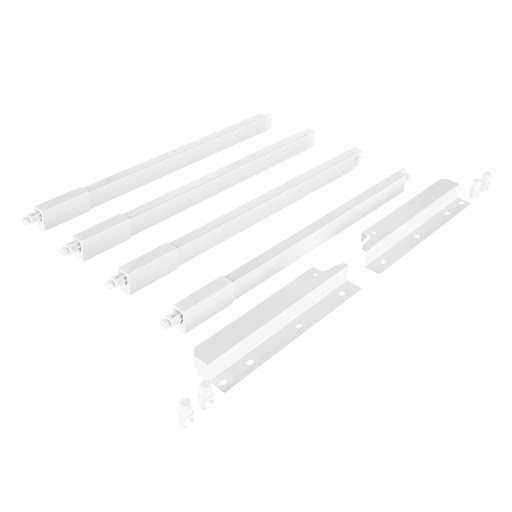 Riex NX40 Set of 4 square longitudinal railings with back brackets, 204/400 mm, white
