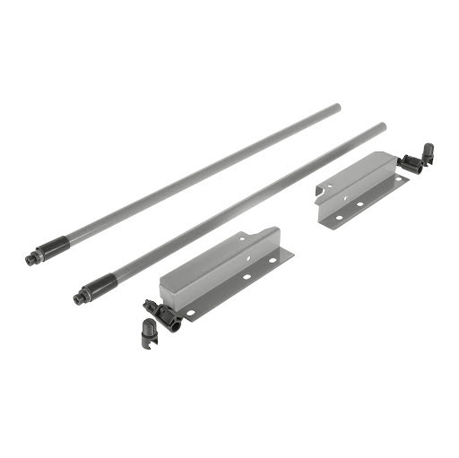 Riex NX40 Set of 2 round longitudinal railings with back brackets, 140/450 mm, grey