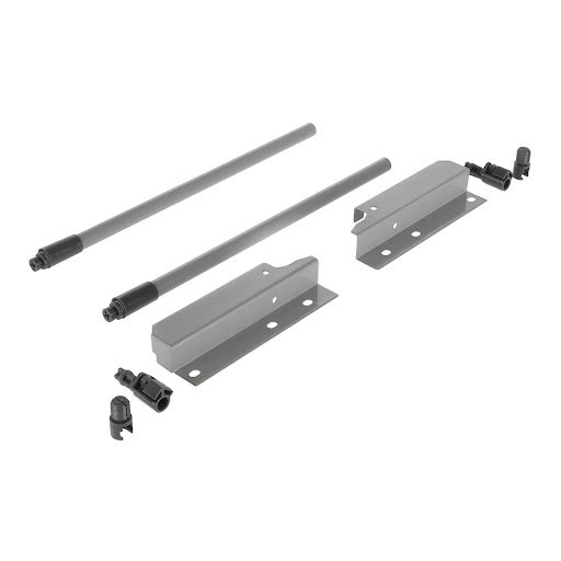 Riex NX40 Set of 2 round longitudinal railings with back brackets, 140/300 mm, grey