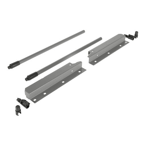 Riex NX40 Set of 2 round longitudinal railings with back brackets, 204/350 mm, grey
