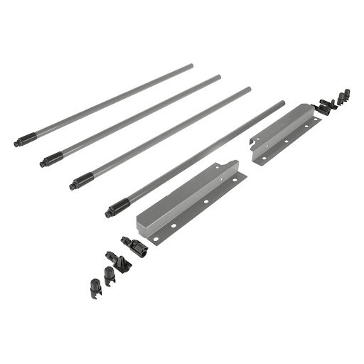 Riex NX40 Set of 4 round longitudinal railings with back brackets, 204/450 mm, grey