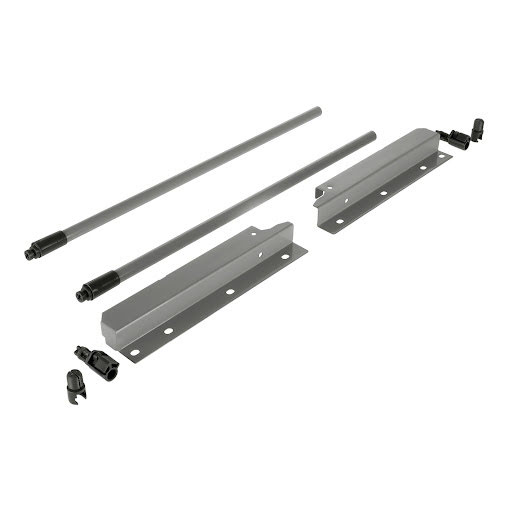 Riex NX40 Set of 2 round longitudinal railings with back brackets, 204/400 mm, grey