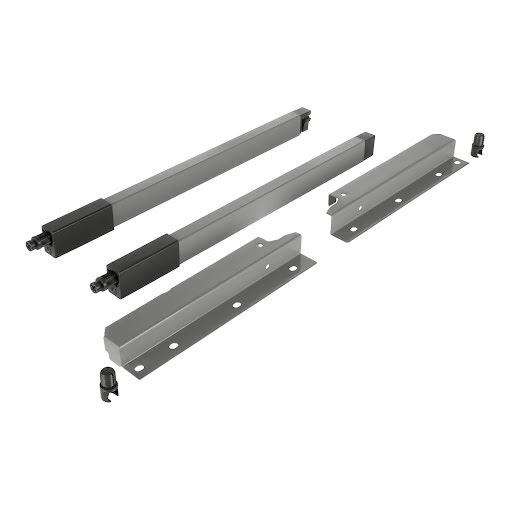 Riex NX40 Set of 2 square longitudinal railings with back brackets, 204/350 mm, grey