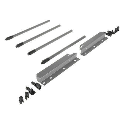 Riex NX40 Set of 4 round longitudinal railings with back brackets, 204/300 mm, grey