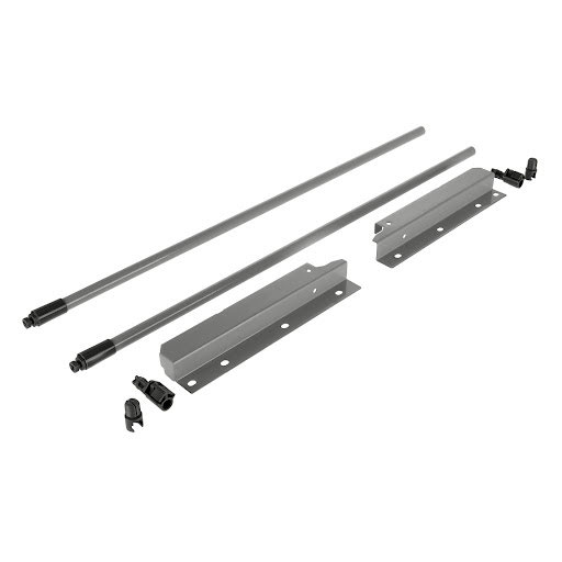 Riex NX40 Set of 2 round longitudinal railings with back brackets, 204/550 mm, grey