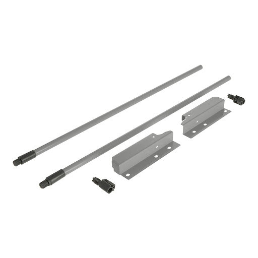 Riex NX40 Set of 2 round longitudinal railings with back brackets, 140/500 mm, grey