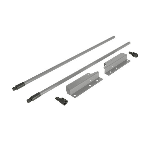 Riex NX40 Set of 2 round longitudinal railings with back brackets, 140/500 mm, grey