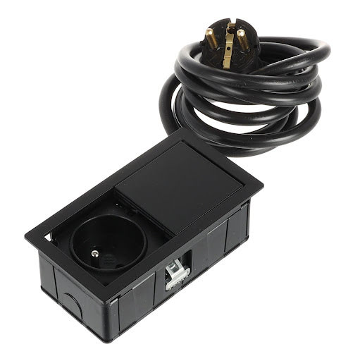 ASA Plastici Versahit Mono, Electrical socket French (1×), IP54, cable 2 m, matt black