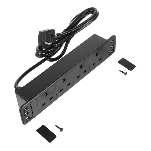 Riex ED14 Priză electrică UK (4×), cablu de 2 m, negru