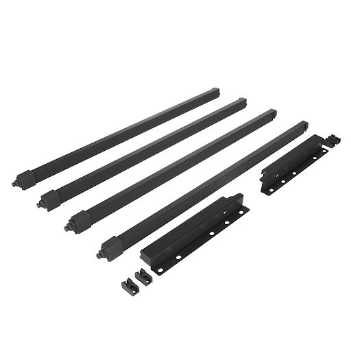 Riex ND30 Set of 4 square longitudinal railings with back brackets, 201/500 mm, dark grey