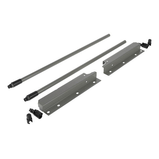 Riex NX40 Set of 2 round longitudinal railings with back brackets, 204/450 mm, grey