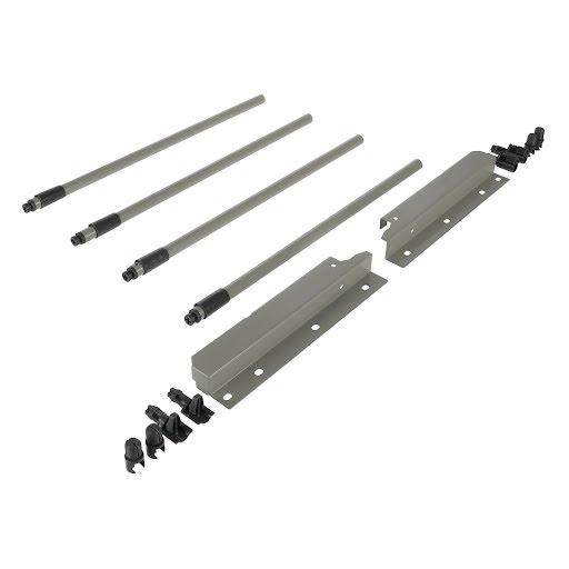 Riex NX40 Set of 4 round longitudinal railings with back brackets, 204/350 mm, grey