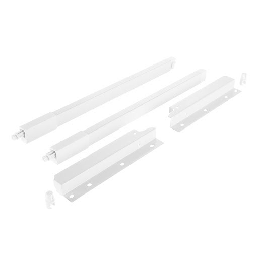 Riex NX40 Set of 2 square longitudinal railings with back brackets, 204/400 mm, white