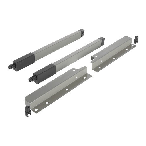 Riex NX40 Set of 2 square longitudinal railings with back brackets, 204/300 mm, grey