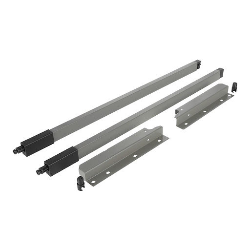 Riex NX40 Set of 2 square longitudinal railings with back brackets, 204/550 mm, grey
