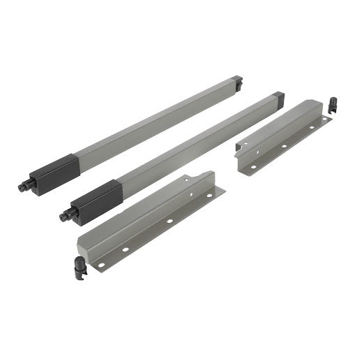 Riex NX40 Set of 2 square longitudinal railings with back brackets, 204/400 mm, grey