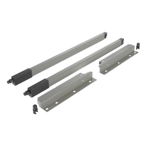 Riex NX40 Set of 2 square longitudinal railings with back brackets, 204/450 mm, grey