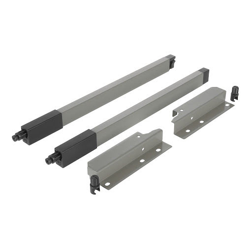 Riex NX40 Set of 2 square longitudinal railings with back brackets, 140/350 mm, grey
