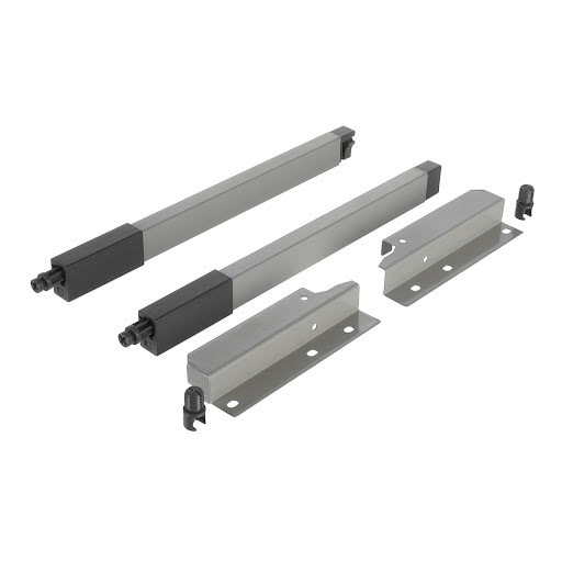 Riex NX40 Set of 2 square longitudinal railings with back brackets, 140/300 mm, grey
