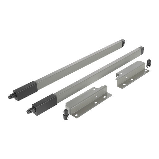 Riex NX40 Set of 2 square longitudinal railings with back brackets, 140/450 mm, grey