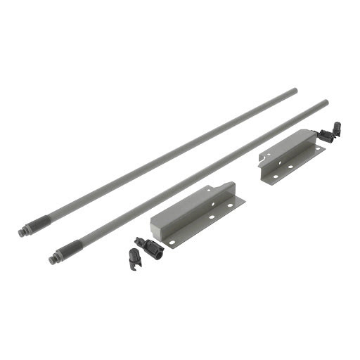 Riex NX40 Set of 2 round longitudinal railings with back brackets, 140/550 mm, grey