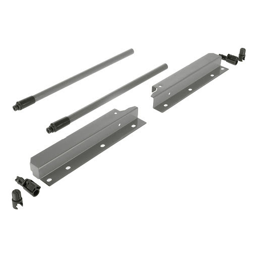 Riex NX40 Set of 2 round longitudinal railings with back brackets, 204/300 mm, grey