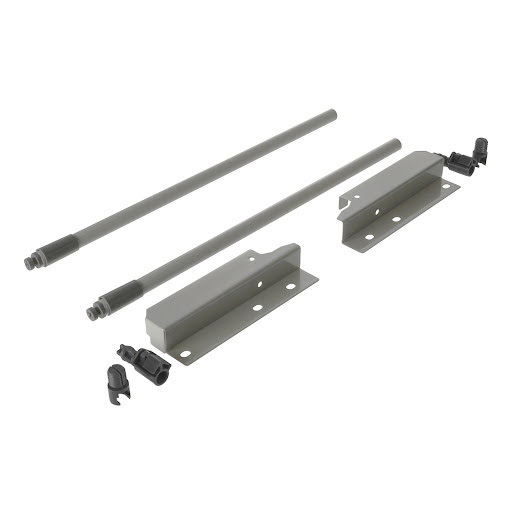 Riex NX40 Set of 2 round longitudinal railings with back brackets, 140/350 mm, grey