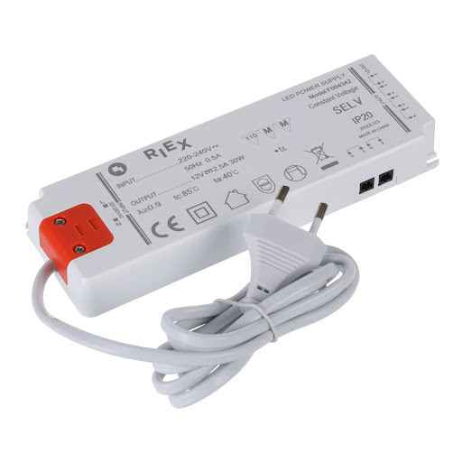 Riex EL17 Led voeding 12 V 30,W, met directe uitgang, 6 mini aansluitingen