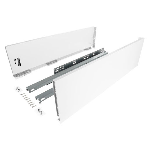 RiexTrack Kit tiroir, coulisse double paroi, 185/650 mm, blanc