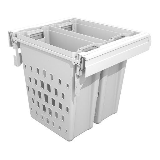 Riex GN76 laundry bins - 600, 2x40L, H506, no slides, white