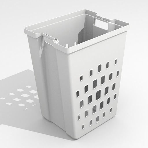 Riex GN77 Panier à linge rabattable - à partir de 450 mm, 1x50L, H504 mm, sans charnières, blanc