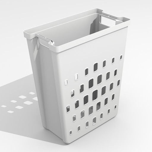 Riex GN77 Panier à linge rabattable - à partir de 500mmm, 1x40L, H504 mm, sans charnières, blanc