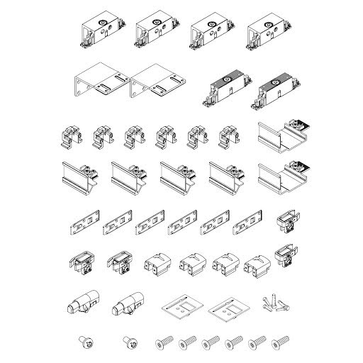EF1201030101G00009 Hawa Combino 80 H FS 80 kg/door, thickness 19-40 mm, set for 3 doors