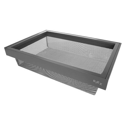 Riex VX95 Aluminium frame with storage mesh basket, H140, W700, 420 mm, dark grey