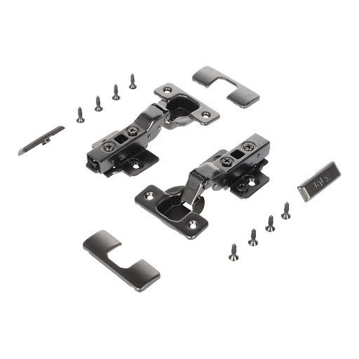 Riex NC70 Hinge set clip on, half overlay, soft-close (2 hinges + cam plates H0 + acces.), dark grey