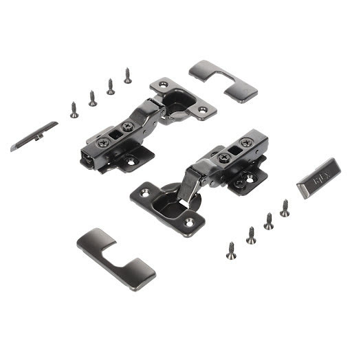 Riex NC70 Hinge set clip on, half overlay, soft-close (2 hinges + cam plates H0 + acces.), dark grey