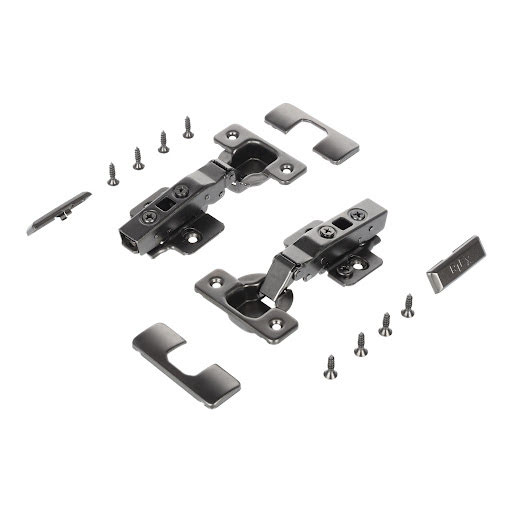 Riex NC70 Hinge set clip on, full overlay, soft-close (2 hinges + cam plates H0 + acces.), dark grey