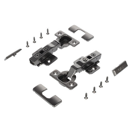 Riex NC70 Hinge set clip on, full overlay, soft-close (2 hinges + cam plates H0 + acces.), dark grey