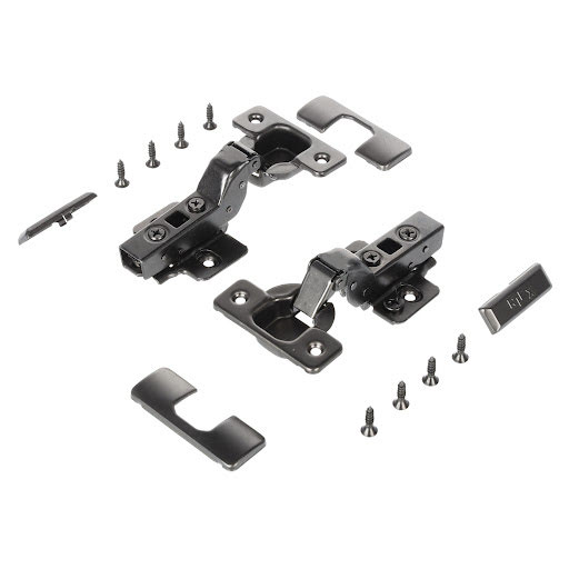Riex NC70 Hinge set clip on, inset, soft-close (2 hinges + cam plates H0 + acces.), dark grey