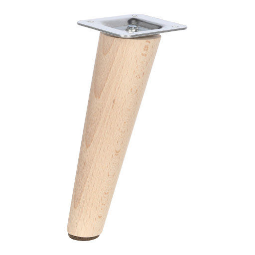 Riex GW22 Furniture leg, conical inclined, D45/D25, H150, unlacquered natural beech (4 pcs pack)