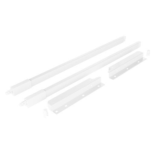 Riex NX40 Set of 2 square longitudinal railings with back brackets, 204/550 mm, white