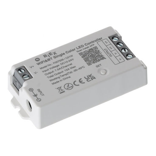 Riex EC47 Wifi vezérlő Tuya 12/24 V, 120/240 W, max. 7,5 A/csatorna, max. 15 A összesen