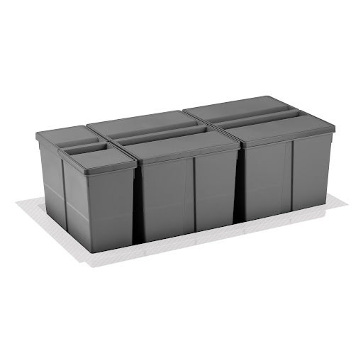 Bidoni per differenziata Riex GN09 - contenitori per 900, 2x26L+1x11L, H277, antracite